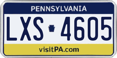 PA license plate LXS4605
