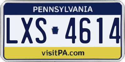 PA license plate LXS4614