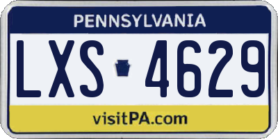 PA license plate LXS4629