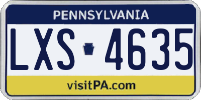 PA license plate LXS4635