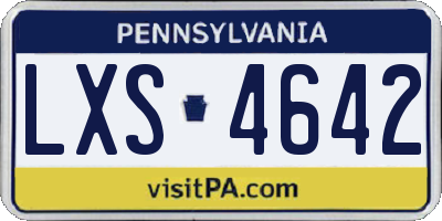 PA license plate LXS4642