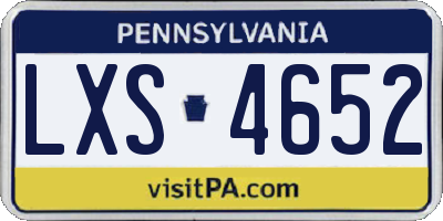 PA license plate LXS4652