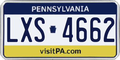 PA license plate LXS4662
