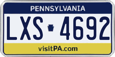 PA license plate LXS4692