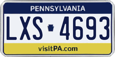 PA license plate LXS4693