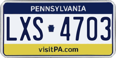 PA license plate LXS4703