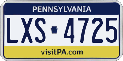 PA license plate LXS4725