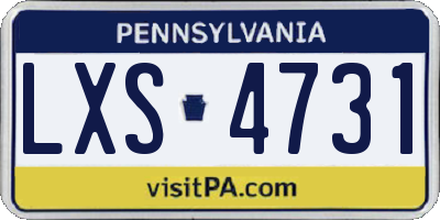 PA license plate LXS4731