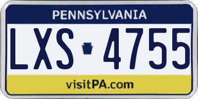 PA license plate LXS4755