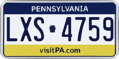 PA license plate LXS4759