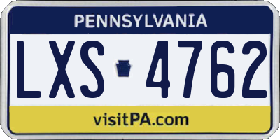 PA license plate LXS4762
