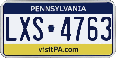 PA license plate LXS4763