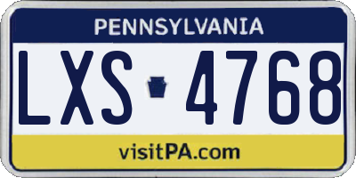 PA license plate LXS4768