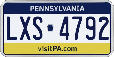 PA license plate LXS4792