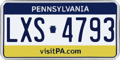 PA license plate LXS4793
