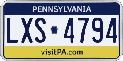 PA license plate LXS4794