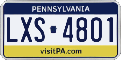 PA license plate LXS4801