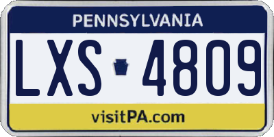 PA license plate LXS4809