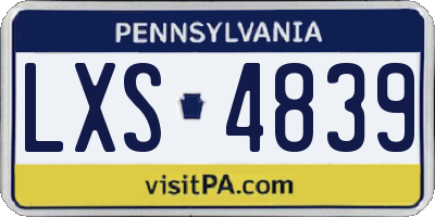 PA license plate LXS4839