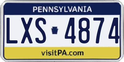 PA license plate LXS4874