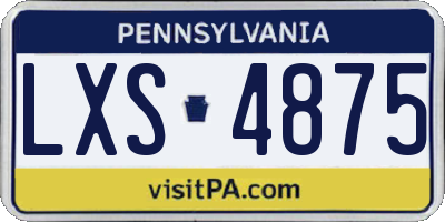 PA license plate LXS4875