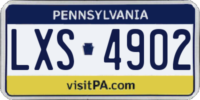 PA license plate LXS4902