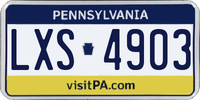 PA license plate LXS4903