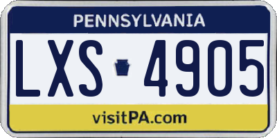 PA license plate LXS4905