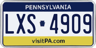 PA license plate LXS4909