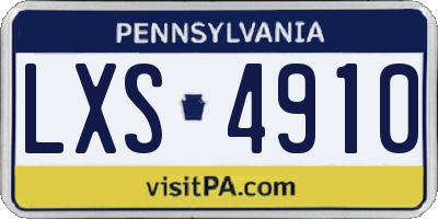 PA license plate LXS4910