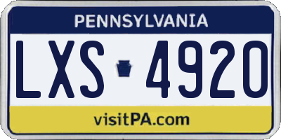 PA license plate LXS4920