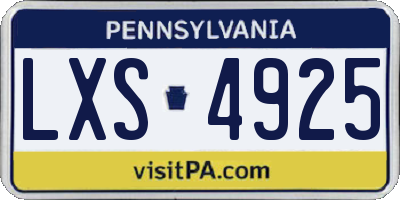 PA license plate LXS4925