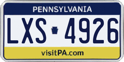 PA license plate LXS4926
