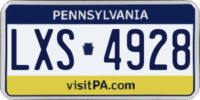 PA license plate LXS4928