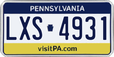 PA license plate LXS4931