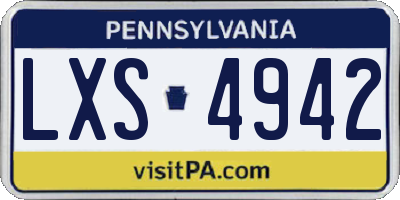 PA license plate LXS4942