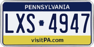 PA license plate LXS4947