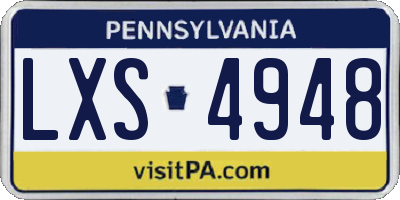 PA license plate LXS4948