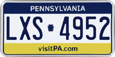 PA license plate LXS4952