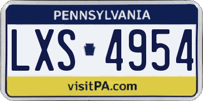 PA license plate LXS4954