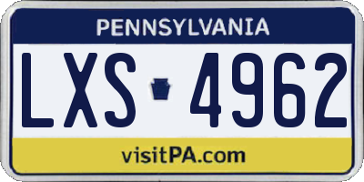 PA license plate LXS4962