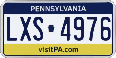 PA license plate LXS4976