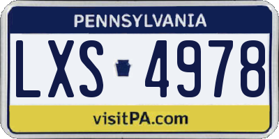 PA license plate LXS4978