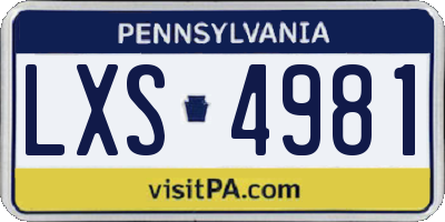PA license plate LXS4981
