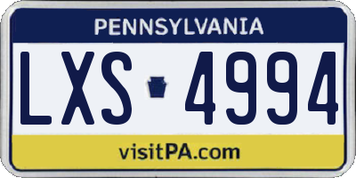 PA license plate LXS4994