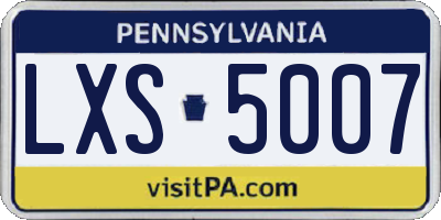 PA license plate LXS5007
