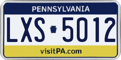 PA license plate LXS5012
