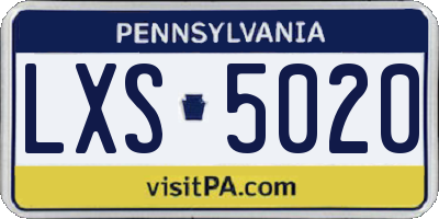 PA license plate LXS5020