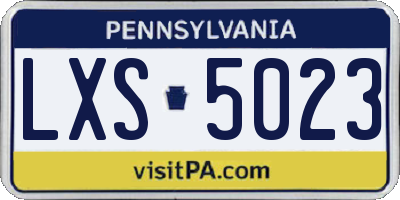 PA license plate LXS5023
