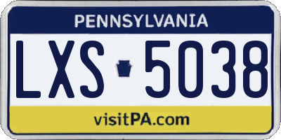 PA license plate LXS5038